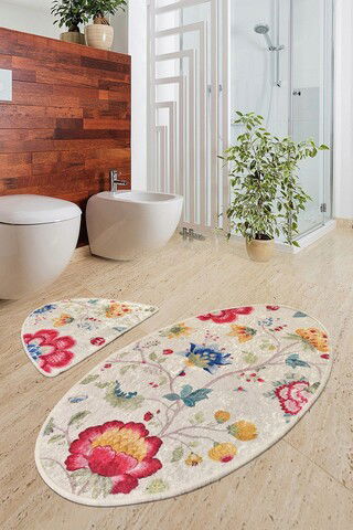 Set covoraș de baie (2 bucăți), Chilai, Arya Oval, Micropoliamida, Multicolor