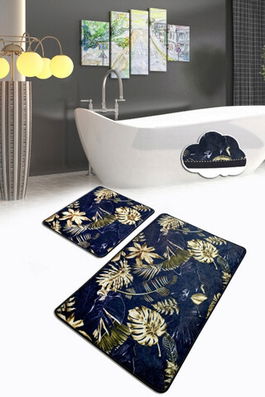 Set covoraș de baie (2 bucăți), Chilai, Blanket, Catifea, Multicolor