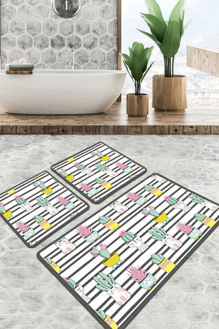 Set covoraș de baie (2 bucăți), Chilai, Catinus Cactus Djt , Poliester, Multicolor