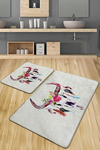 Set covoraș de baie (2 bucăți), Chilai, Cervo Djt, Poliester, Multicolor