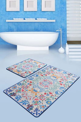 Set covoraș de baie (2 bucăți), Chilai, Ceramica, Catifea, Multicolor