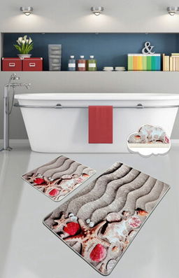 Set covoraș de baie (2 bucăți), Chilai, Coast, Catifea, Multicolor