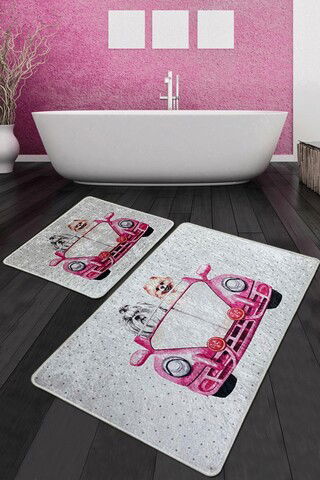 Set covoraș de baie (2 bucăți), Chilai, Dogs Vosvos Djt, Poliester, Multicolor