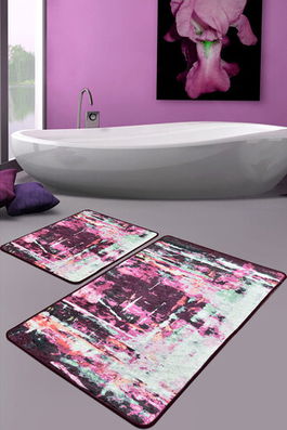 Set covoraș de baie (2 bucăți), Chilai, Fantastic DJT, Catifea, Multicolor