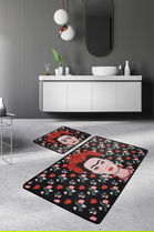 Set covoraș de baie (2 bucăți), Chilai, Frida, Catifea, Multicolor