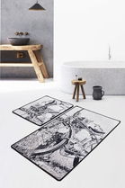 Set covoraș de baie (2 bucăți), Chilai, Hand Draw, Catifea, Multicolor