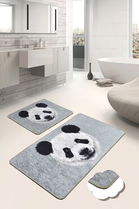 Set covoraș de baie (2 bucăți), Chilai, Huge Panda DJT, Micropoliamida, Alb / Negru / Gri