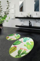 Set covoraș de baie (2 bucăți), Chilai, Kaktüs DJT, Micropoliamida, Multicolor