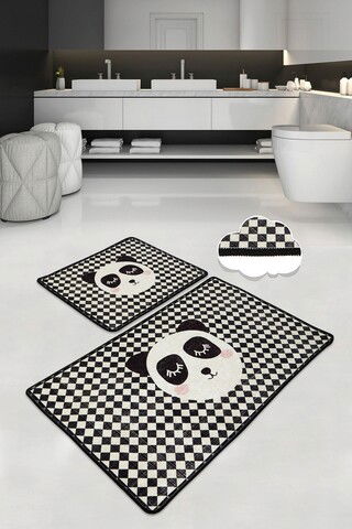 Set covoraș de baie (2 bucăți), Chilai, Kareli Panda, Poliester, Multicolor