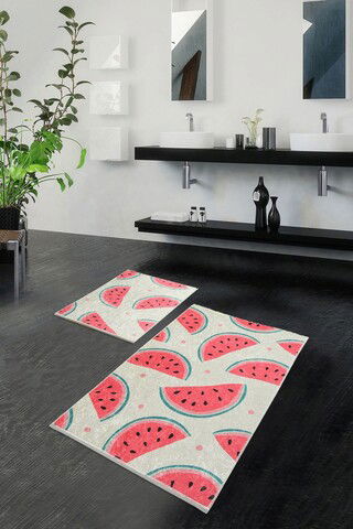 Set covoraș de baie (2 bucăți), Chilai, Karpuz DJT, Micropoliamida, Multicolor