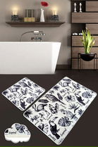 Set covoraș de baie (2 bucăți), Chilai, Lorı, Catifea, Multicolor
