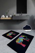 Set covoraș de baie (2 bucăți), Chilai, Olifant, Catifea, Multicolor