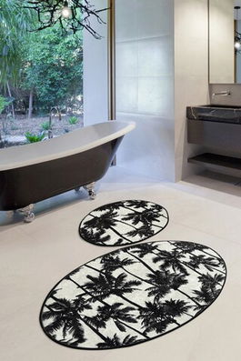 Set covoraș de baie (2 bucăți), Chilai, Palm DJT, Micropoliamida, Multicolor