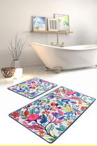 Set covoraș de baie (2 bucăți), Chilai, Pictura, Catifea, Multicolor