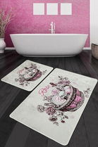 Set covoraș de baie (2 bucăți), Chilai, Rose Basket Djt, Poliester, Multicolor