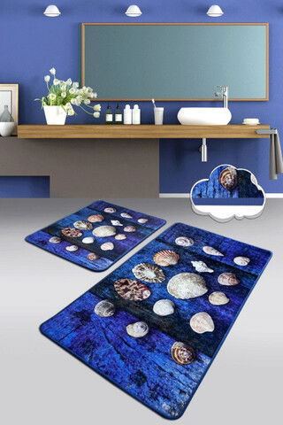 Set covoraș de baie (2 bucăți), Chilai, Seashell, Catifea, Multicolor