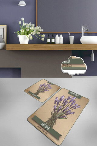 Set covoraș de baie (2 bucăți), Chilai, Smell, Catifea, Multicolor