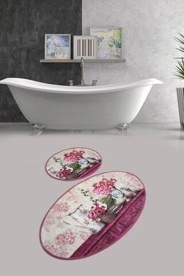 Set covoraș de baie (2 bucăți), Chilai, Vintage DJT, Micropoliamida, Multicolor