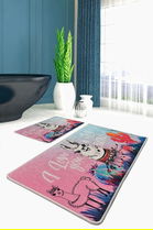 Set covoraș de baie (2 bucăți), Chilai, White Lama, Catifea, Multicolor