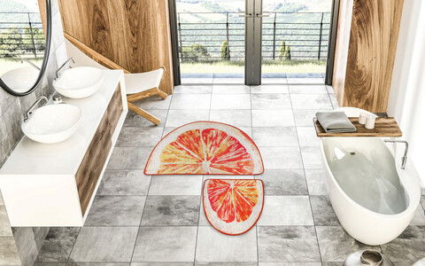 Set covoraș de baie (2 bucăți), Chilai Home, Greyfurt Djt, Poliester, Multicolor