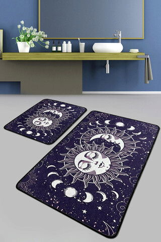 Set covoraș de baie (2 bucăți), Chilai Home, Aten Djt, Poliester, Multicolor