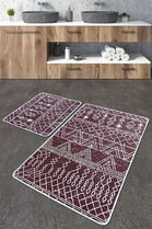 Set covoraș de baie (2 bucăți), Chilai Home, Straordinario Djt, Poliester, Roșu Claret / Alb