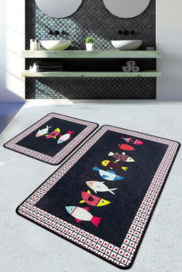 Set covoraș de baie (2 bucăți), Chilai Home, Swing of Fish Djt, Poliester, Multicolor