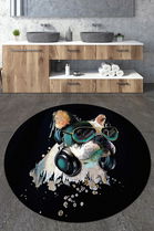 Covoraș de baie, Chilai, Glasses Dog Circle Djt 100, Poliester, Multicolor