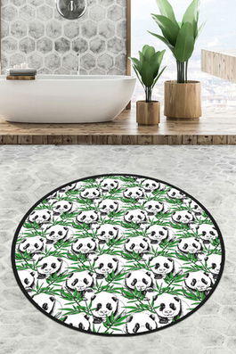 Covoraș de baie, Chilai, Green Panda Circle Djt 100, Poliester, Multicolor