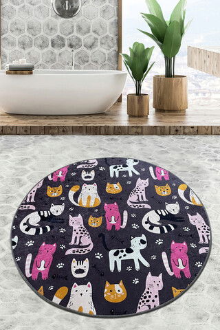 Covoraș de baie, Chilai Home, Park Cat Djt (100 cm), Poliester, Multicolor