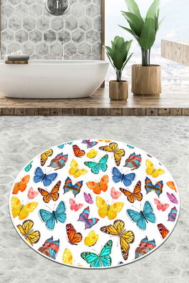 Covoraș de baie, Chilai, Butterfly Valley Circle Djt 120, Poliester, Multicolor