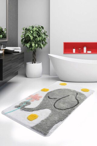 Covoraș de baie, Chilai Home, Büyük Fil, 60x100 cm, Fibre acrilice, Multicolor