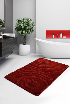 Covoraș de baie, Chilai Home, Wave, 60x100 cm, Fibre acrilice, Rosu
