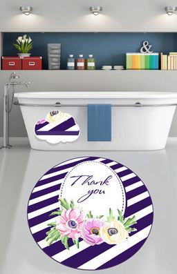 Covoraș de baie, Chilai, Thank You (140 cm), Catifea, Multicolor
