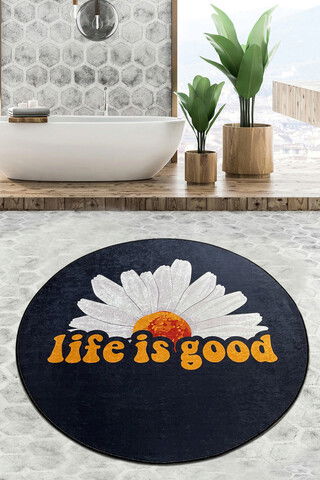 Covoraș de baie, Chilai Home, Life Is Good Djt (140 cm), Poliester, Multicolor