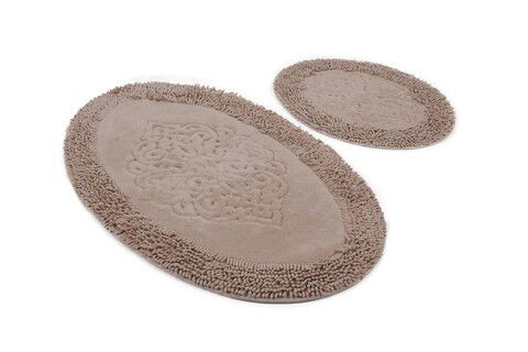 Set covoraș de baie (2 bucăți), Chilai, Piante Oval, Bumbac, Multicolor