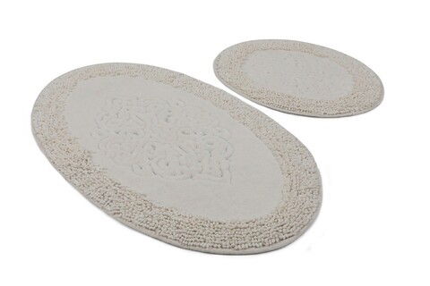 Set covoraș de baie (2 bucăți), Chilai, Piante Oval, Bumbac, Multicolor