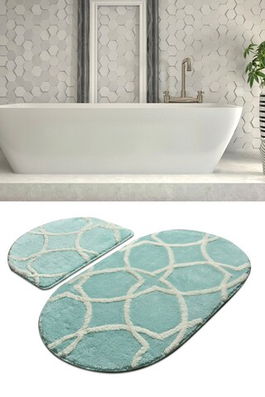 Set covoraș de baie (2 bucăți), Chilai Home, Bonne Oval, Fibre acrilice, Multicolor