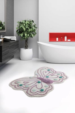 Covoraș de baie, Chilai, Butterfly, 60x100 cm, Fibre acrilice, Multicolor