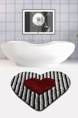 Covoraș de baie, Chilai, Heart Line (90), Fibre acrilice, Multicolor
