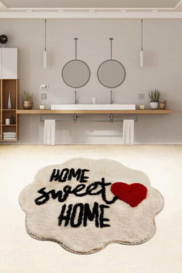 Covoraș de baie, Chilai, Home Sweet Home, Fibre acrilice, Alb
