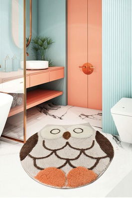 Covoraș de baie, Chilai, Owl Shape- Brown (90), Fibre acrilice, Multicolor