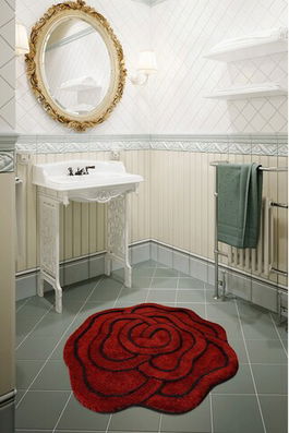Covoraș de baie, Chilai Home, Big Rose, Fibre acrilice, Rosu
