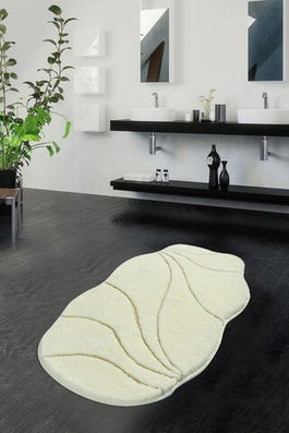 Covoraș de baie, Chilai Home, Prive, 70x120 cm, Fibre acrilice, Ecru