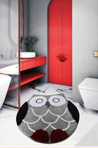 Covoraș de baie, Chilai Home, Owl Shape- Grey (90), Fibre acrilice, Multicolor