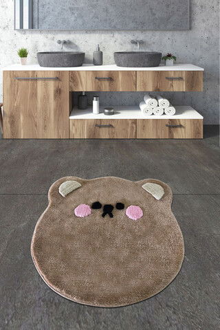 Covoraș de baie, Chilai Home, Ursus, Fibre acrilice, Maro