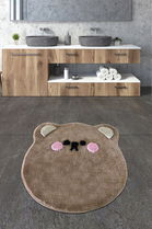 Covoraș de baie, Chilai Home, Ursus, Fibre acrilice, Maro