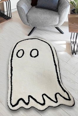 Covoraș de baie, Chilai, Ghost, 80x120 cm, Fibre acrilice, Crem/Negru