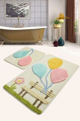 Set covoraș de baie (2 bucăți), Chilai, Balon, Fibre acrilice, Multicolor