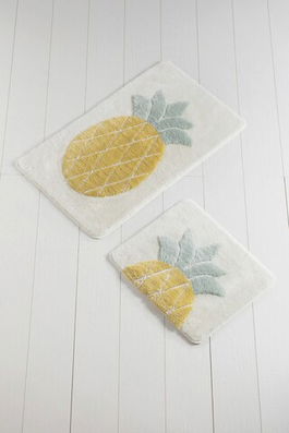 Set covoraș de baie (2 bucăți), Chilai, Ananas, Fibre acrilice, Multicolor